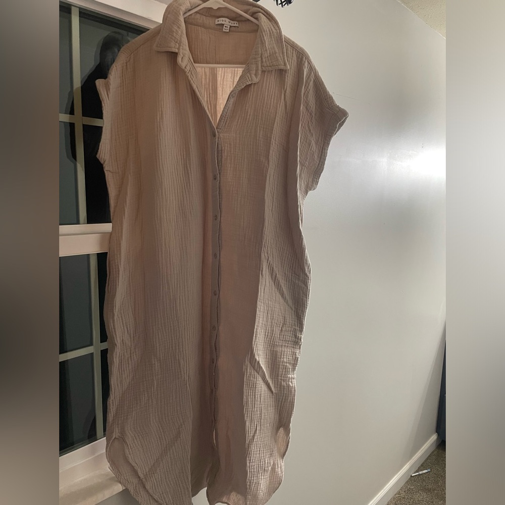 Miou Muse linen button down dress